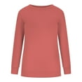thumbnail image 5 of IROINNID Long Sleeve Shirt for Women Fall Tops Solid Basic Pullover Round Neck Casual Sweatshirt Loose Relaxed Fit Tops,Watermelon Red, 5 of 6
