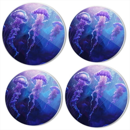 

BaHomeck Electric Stove Burner Covers Set of 4 Round Metal Gas Stove Burner Covers 8 Inch and 10 Inch Kitchen Decor Illustration Of Purple And Blue Jellyfish Floating In The Dark Sea