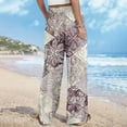 thumbnail image 5 of Cxenplz Palazzo Pants for Women 2025, Elastic High Waisted Boho Casual Loose Wide Leg Pants Plus Size Print Baggy Lounge Trouser Pants on Clearance, 5 of 6
