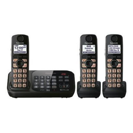 Panasonic KX-TG4743B - Cordless phone - answering system with caller ID/call waiting - DECT 6.0 Plus - 4-way call capability - black + 2 additional (Best Way To Sell Phone)