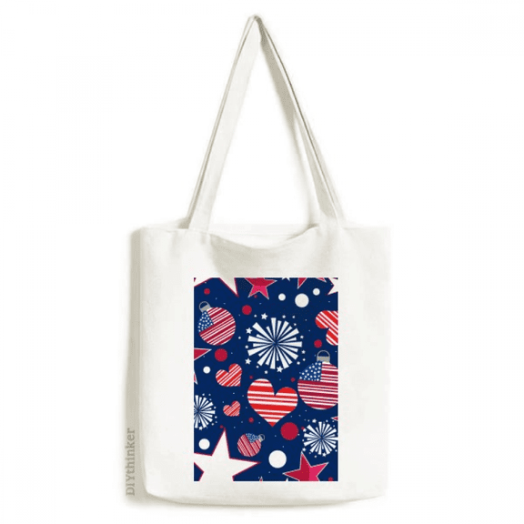 USA Flag Love Heart Star Festival Tote Canvas Bag Shopping Satchel Casual Handbag