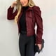 thumbnail image 4 of Mujeres Sólido Damas Solapa Motor Chaqueta Abrigo Cremallera Biker Corto Punk Recortado Tops Fridja  BV0+1268, 4 of 9