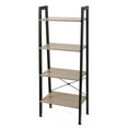 Ladder Shelf Bookcase, 4 Tier Wood Ladder Shelves Leaning Bookshelves