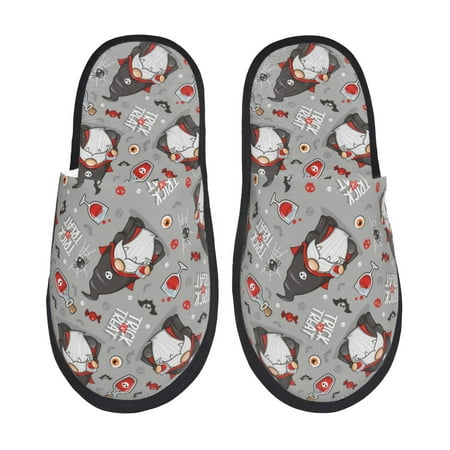 Balery Halloween Gnome Slient Indoor Furry Fleece Comfort House Shoes Soft Non-Slip Home Shoes Cotton slippers House Slippers-- Large