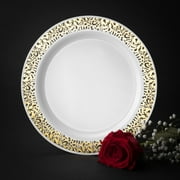 Host & Porter Gold Rim Plastic Salad Plates, 7.5", 10 Count