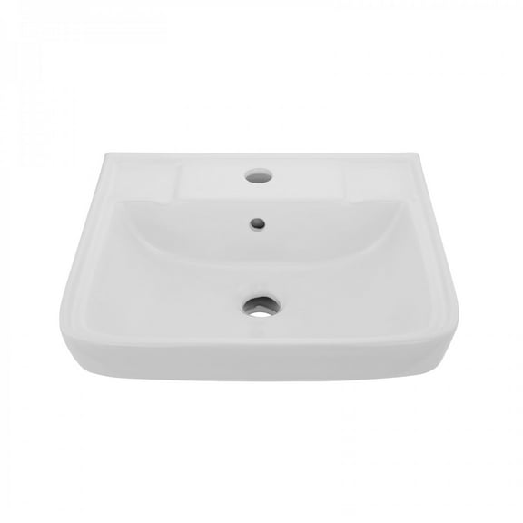 Haddy Rectangle Wall Mount Bathroom Sink 16" W Small White Ceramic Sink with Overflow and Single Faucet Hole Renovators Supply