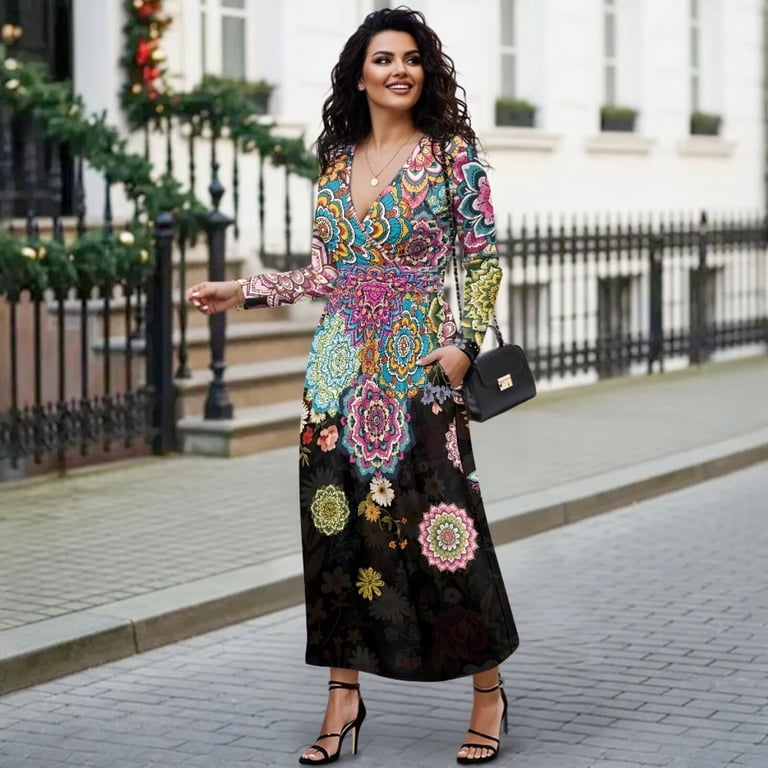 fall flower dresses Fall Harvest Floral Maxi Dress Curves main image 0