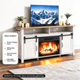 thumbnail image 5 of SESSLIFE 58" Fireplace TV Stand for TVs up to 65", Farmhouse Entertainment Center with Electric Fireplace, Sliding Barn Doors and Storage Cabinets, Washed White, 5 of 8