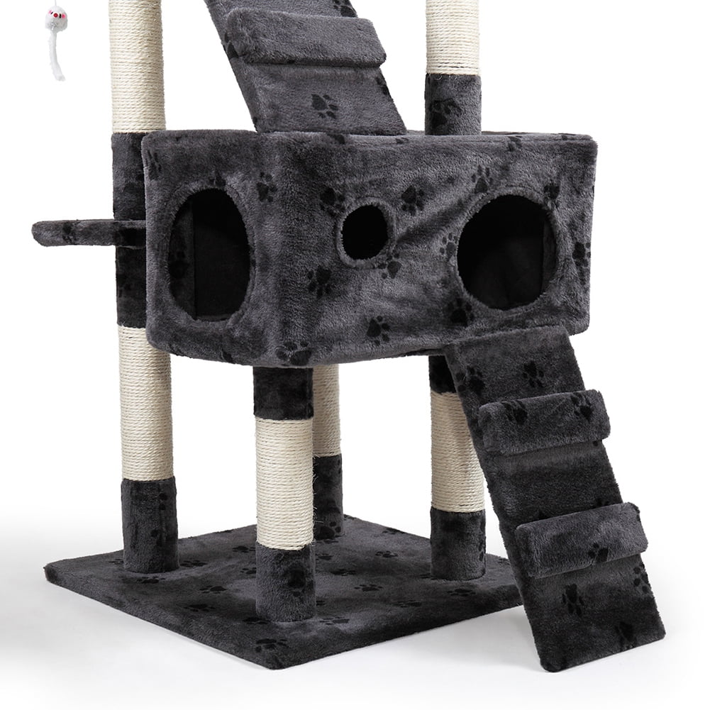 Kadyn Cat Tree, Multi-Level Cat Tower with Play Tunnel and Dangling Interactive Toy, Cat Tree Condo for Indoor Cats, Grey Kadyn Cat Tree, Multi-Level Cat Tower with Play Tunnel and Dangling Interactive Toy, Cat Tree Condo for Indoor Cats, Grey