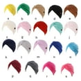 thumbnail image 3 of Headwraps Simple Style Comfortable Material Assorted Colors with Buttons Muslim Style Elasticity Women's Headbands Women Wine Red, 3 of 6
