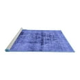 thumbnail image 2 of Ahgly Company Machine Washable Indoor Round Abstract Blue Modern Area Rugs, 3' Round, 2 of 4