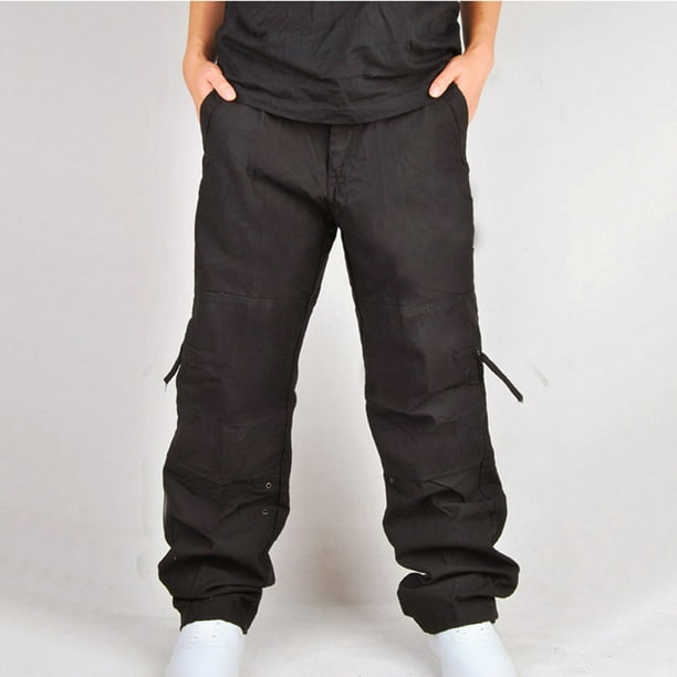 Pantalones largos para hombre, lisos, multibolsillos, lavados, para exteriores, informales, de algodón puro