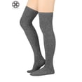thumbnail image 4 of Luxtrada Women Spring Soft Cable Knit Over Knee Long Boot Thigh High Warm Socks Leggings (Wine Red), 4 of 9