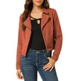 thumbnail image 5 of MODA NOVA Juniors Notched Lapel Long Sleeves Asymmetric Zip Moto Denim Jacket, 5 of 6