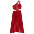 thumbnail image 3 of Linjinx Womens Elegant Modern Lyrical Dance Sleeveless Asymmetrical Flowy Long Maxi Dress Burgundy M, 3 of 5