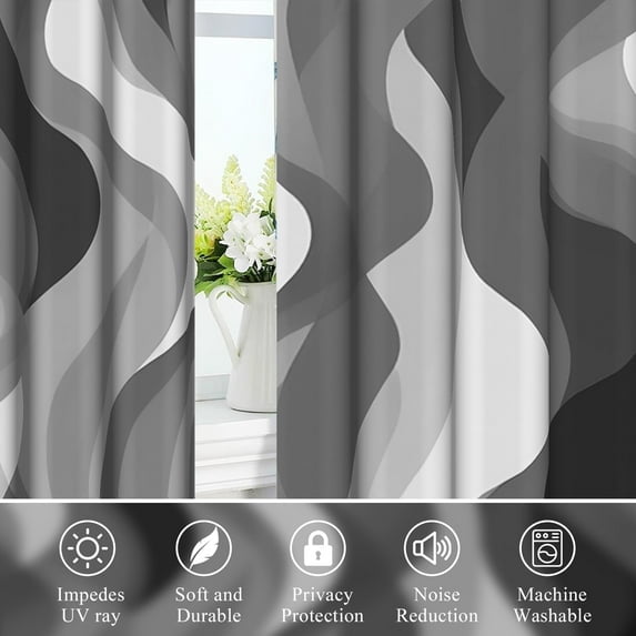 Dashan Black and Grey Blackout Curtains for Bedroom Living Room Decor Grommet Window Drapes 42x63 Inch,2 Panels