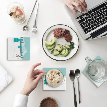 

ZHANZZK Snowman Christmas Set of 8 Coaster for Drinks Absorbent Ceramic Stone Coasters Cup Mat with Cork Base for Home Kitchen Room Coffee Table Bar Decor