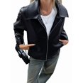thumbnail image 2 of Leather Jacket Women Faux Suede Fall Fashion Coats Winter Outfits Clothes Tops Black L, 2 of 8