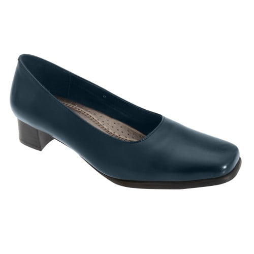 Ladies navy leather outlet court shoes