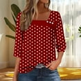 thumbnail image 2 of Yuanlook Womens Tops Asymmetric Neck,3/4 Length Sleeve T-Shirts V Neck Casual Tunic Tees Dressy Blouses - Wine - L, 2 of 5