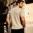 thumbnail image 4 of Kixjoy Button Down Shirt Men Short Sleeve Big and Tall Spring Shirts Collared Casual Dress Shirt Soild Trendy Soft Sweater with Pockets, Khaki M, 4 of 5