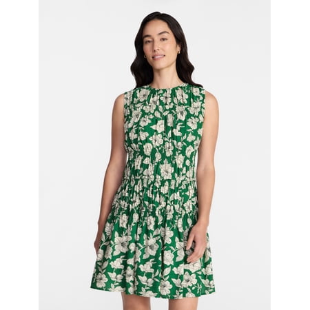 Time and Tru Women's Smocked Sleeveless Mini Dress, Sizes XS-XXXL