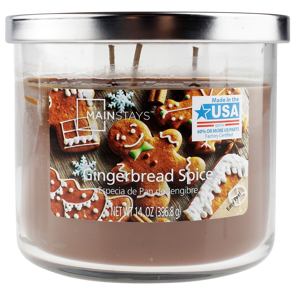 Mainstays Gingerbread Spice Chrome Lid Jar Candle 14 oz.