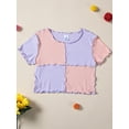 thumbnail image 3 of Genuiskids Junior Girl Summer T-shirt Contrasting Color Classic Round Neck Short Sleeve Tee Tops Casual Clothes Children's Top, 3 of 9