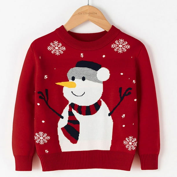 Sueter Jersey de dibujos animados para ninos Estilo navideno Algodon Manga larga Top Traje de vacaciones Ygjytge Rojo T 3 4 anos Unica para Nino Bodega Aurrera en linea