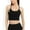 Black, variant on Women's Strappy Back Longline Sports Bra with Scoop Neck and Wireless Design - Small, Copper