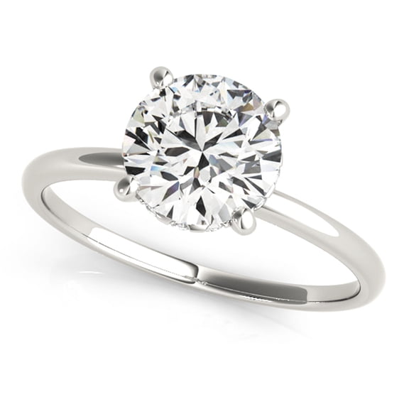 1ct Round Diamond Solitaire Engagement ring in 14k White Gold