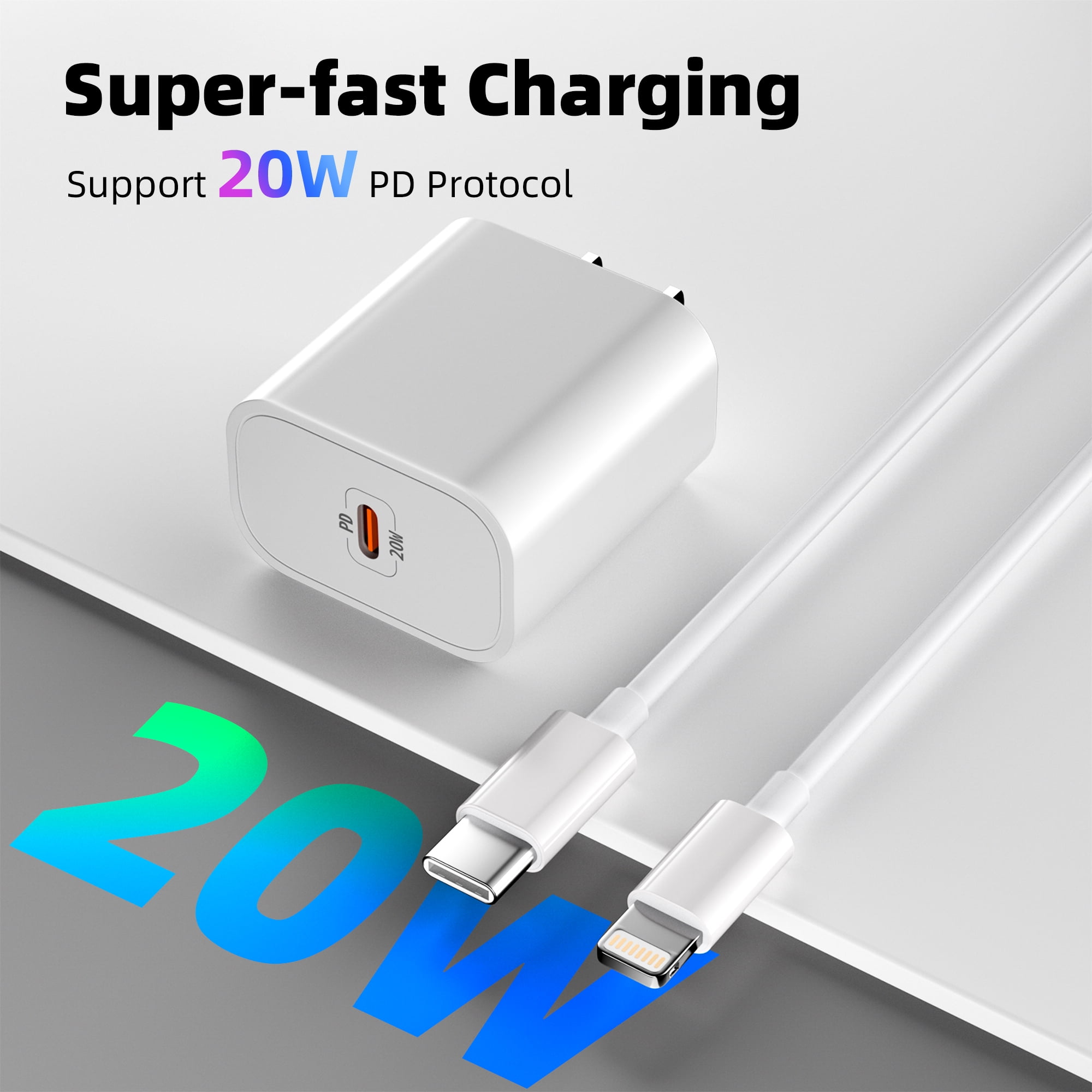 Bkayp iPhone 14 13 12 Fast Charger [Apple Mfi Certified] 20W PD USB C Charger Block with 6ft Fast Charging Cable Compatible with iPhone iPad iPod