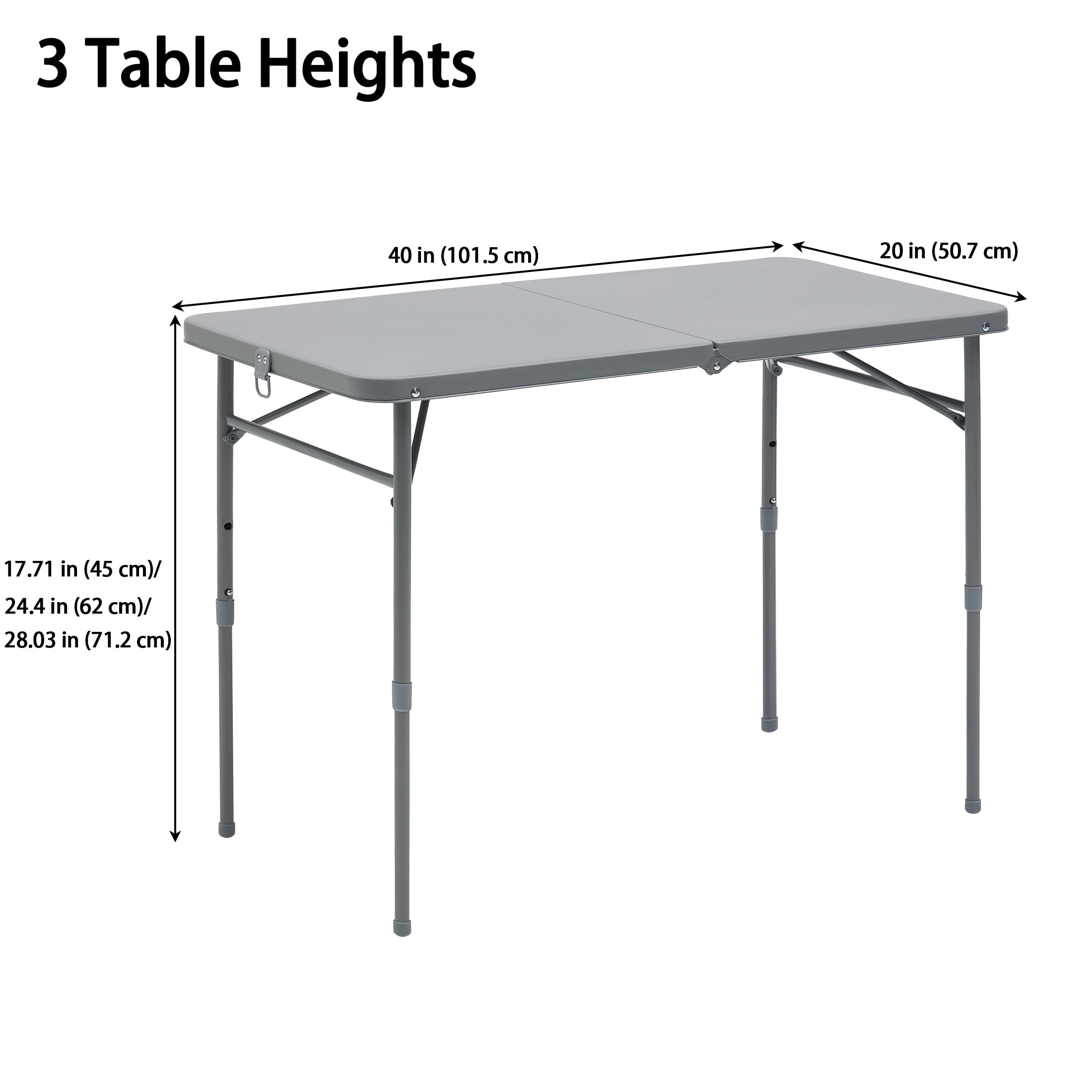 Mainstays 40" Adjustable Height Centerfold Folding Table, Gray