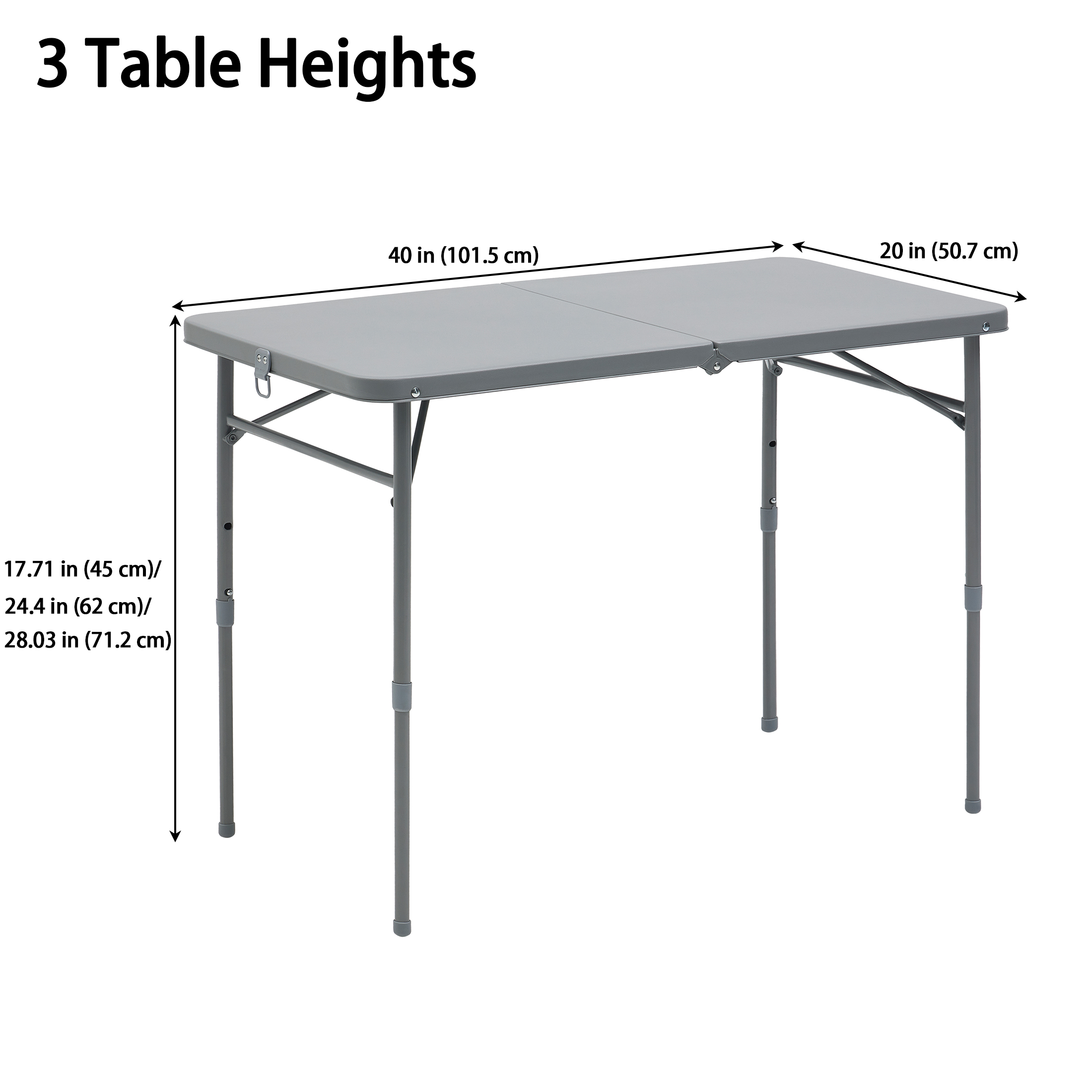 Mainstays Adjustable Height Centerfold Folding Table Gray photo 3