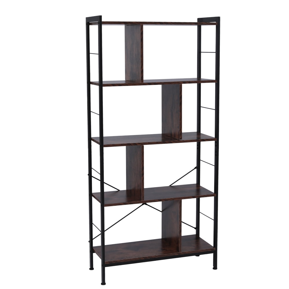 Kepooman Industrial Bookshelf 4 Tier, Metal Tall Book Shelf with Open Shelving Unit, Simple Assembly, Stable Steel Frame, Rustic Brown Kepooman Industrial Bookshelf 4 Tier, Metal Tall Book Shelf with Open Shelving Unit, Simple Assembly, Stable Steel Frame, Rustic Brown