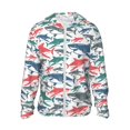 thumbnail image 2 of Uemuo Colorful Shark Pattern Women's Full Zip UPF 50+ Sun Protection Hoodie Jacket Long Sleeve Sun Shirt Hiking Outdoor Performance with Pockets-3X-Large, 2 of 9