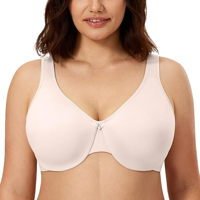 Bra CALVENA Minizer para mujer, cobertura total, color rosa blanco 42D