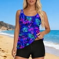 thumbnail image 2 of FDGIU ‌‌‌‌‌‌Women's Two Piece Tankini Swimsuit Tummy Control Bathing Suit Floral Print Modest Athletic Swimwear Top with Boyshorts Bottom for Beach Vacation, 2 of 7