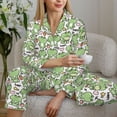 thumbnail image 6 of KLL Happy Frogs Print Women's Long Sleeve Pajamas with Pants Sleepwear Loungewear 2 Set-XX-Large, 6 of 8