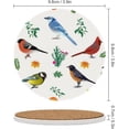 thumbnail image 3 of GZHJMY 1Pc Round Cardinal Birds and Leaves Ceramic Coasters with Cork-Backed for Coffee Drink, Cup Mat Absorbent Stone Coasters, 3 of 6
