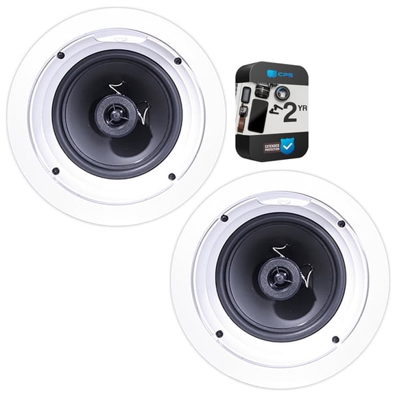 Klipsch 1007209 R-1650-C In-Ceiling Speaker White 2 Pack Bundle with 2 YR CPS Enhanced Protection Pack