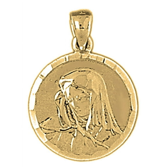 10K Yellow Gold Mother Mary Pendant - 25 mm
