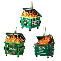 Christmas Dumpster Fire Ornament Acrylic - Flat Handmade Hanging Ornament Funny Christmas Decoration, 2025 Keepsake for Christmas Tree Home Car Mirror