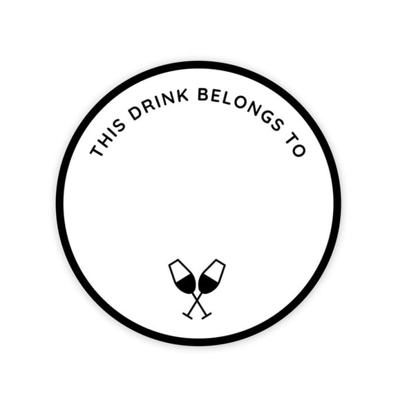 Koyal Wholesale Round Vinyl Drink Stickers, This Drink Belongs To, Clinking Glasses Design, Blank Drink Labels 80-Pack