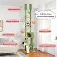 thumbnail image 4 of Pefilos 85"-112" Height Adjustable Cat Tree Tower Tall Kitty Climbing Play House Floor to Ceiling Cat Tree for Indoor with Cozy Cat Condo, Green, 4 of 10