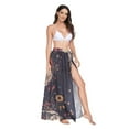 thumbnail image 2 of FORMRS Womens Long Sarong Beach Wrap Semi-Sheer Bikini Skirt Bathing Swimsuit Cover Up, Skeleton with Flowers Pattern, 2 of 7