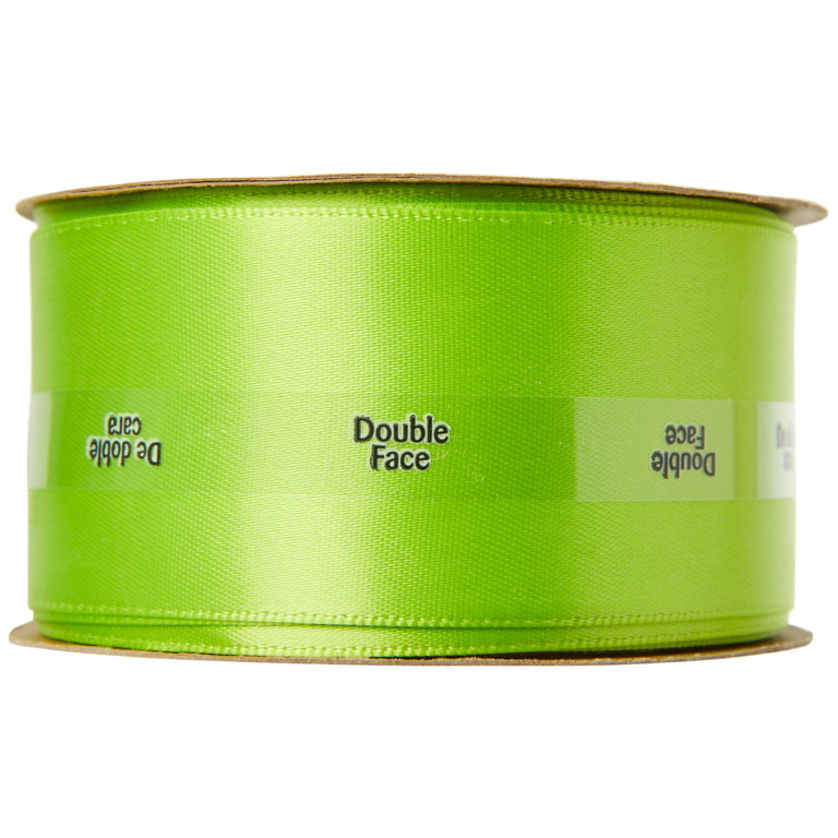 Apple Green Ribbon, Double Faced Satin Ribbon, Widths Available: 1 1/2, 1,  6/8, 5/8, 3/8, 1/4, 1/8 