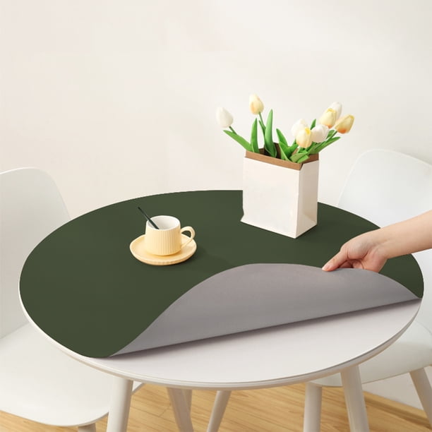 Double Sided Two Color Leather Round Table Mat Rainproof Dirtproof Oil Proof And Heat-insulating Placemat Home Solid Color Tablecloth