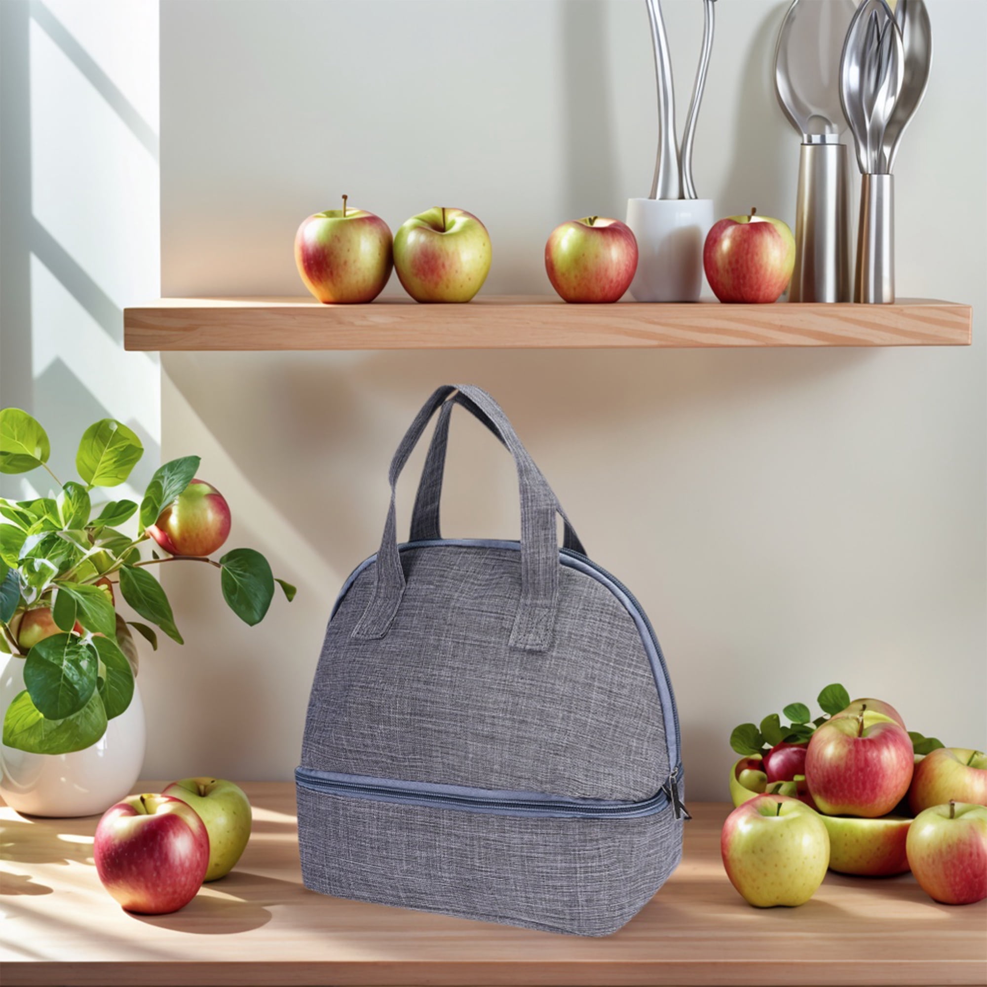 Unique Bargains Lunch Bag Insulated Bag Cute Tote Bag Gray