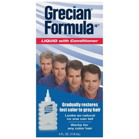 Grecian Formula 16, Natural Looking Hair Color for Men, Liquid plus Conditioner, 4 Fluid